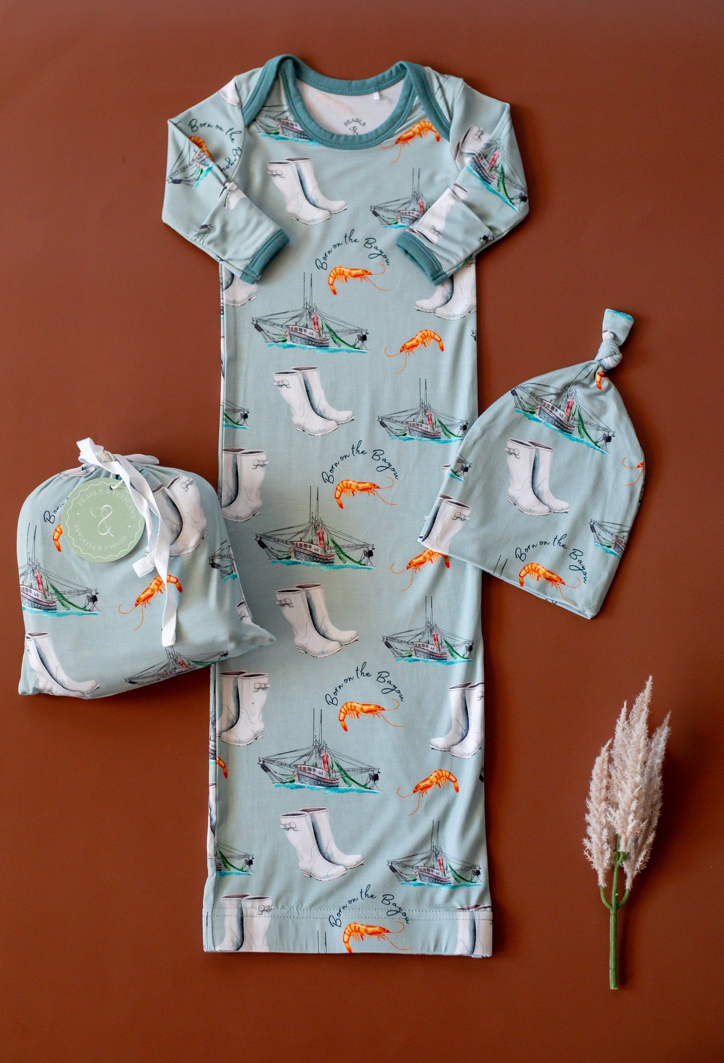 Born on the Bayou Sleepy Gown & Beanie Hat