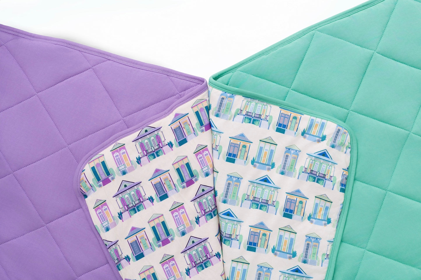 Home Sweet Nola Green Large Throw Quilt Blanket