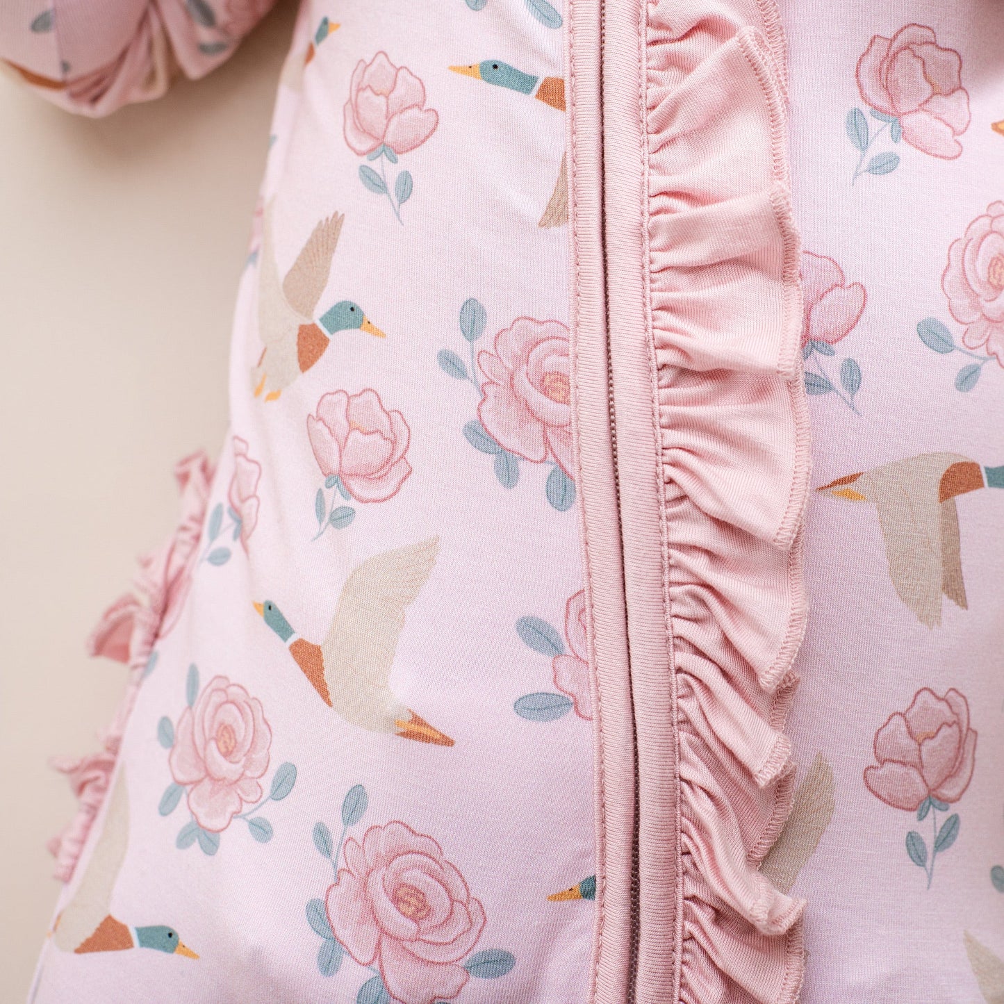 Mallards in Bloom Bamboo Zip-Up Pearls and Pelicans
