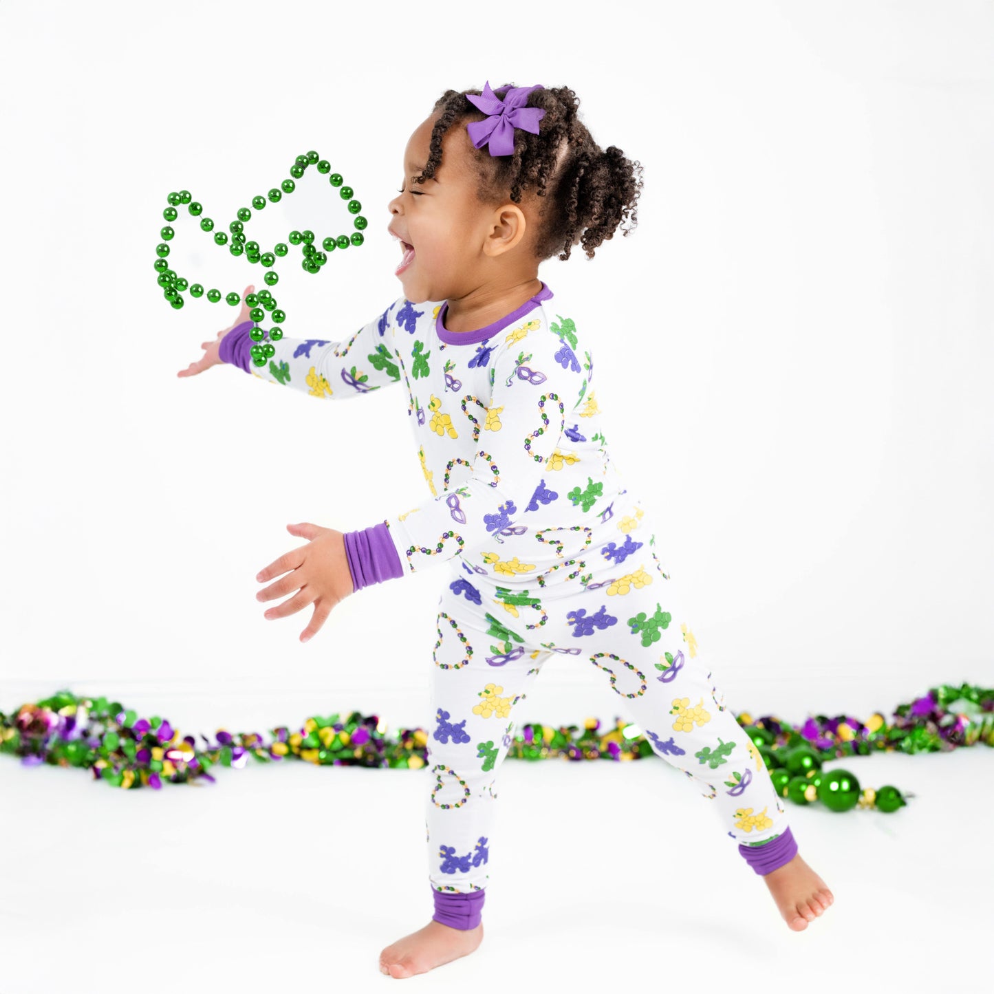 Mardi Gras Bead Dog Bamboo Two-Piece