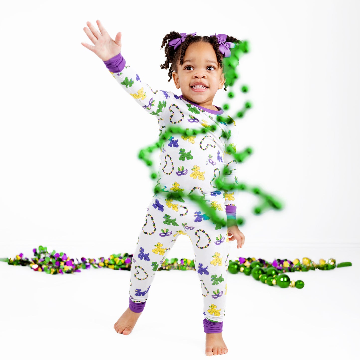 Mardi Gras Bead Dog Bamboo Two-Piece