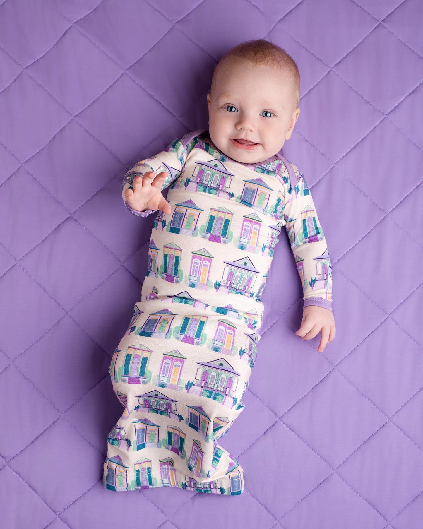 Home Sweet Nola Purple Sleepy Gown & Beanie Hat
