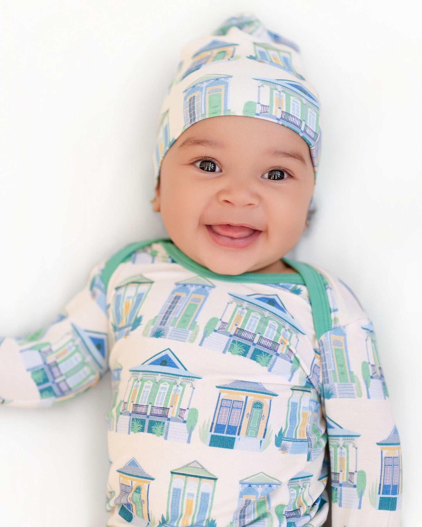 Home Sweet Nola Green Sleepy Gown & Beanie Hat