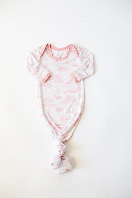 Pink Bayou Toile Sleepy Gown & Beanie Hat
