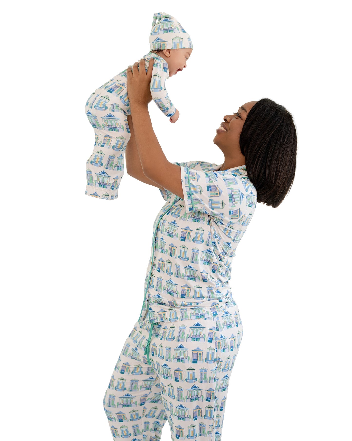 Home Sweet Nola Green Women's Short-Sleeve Shirt and Pants Set