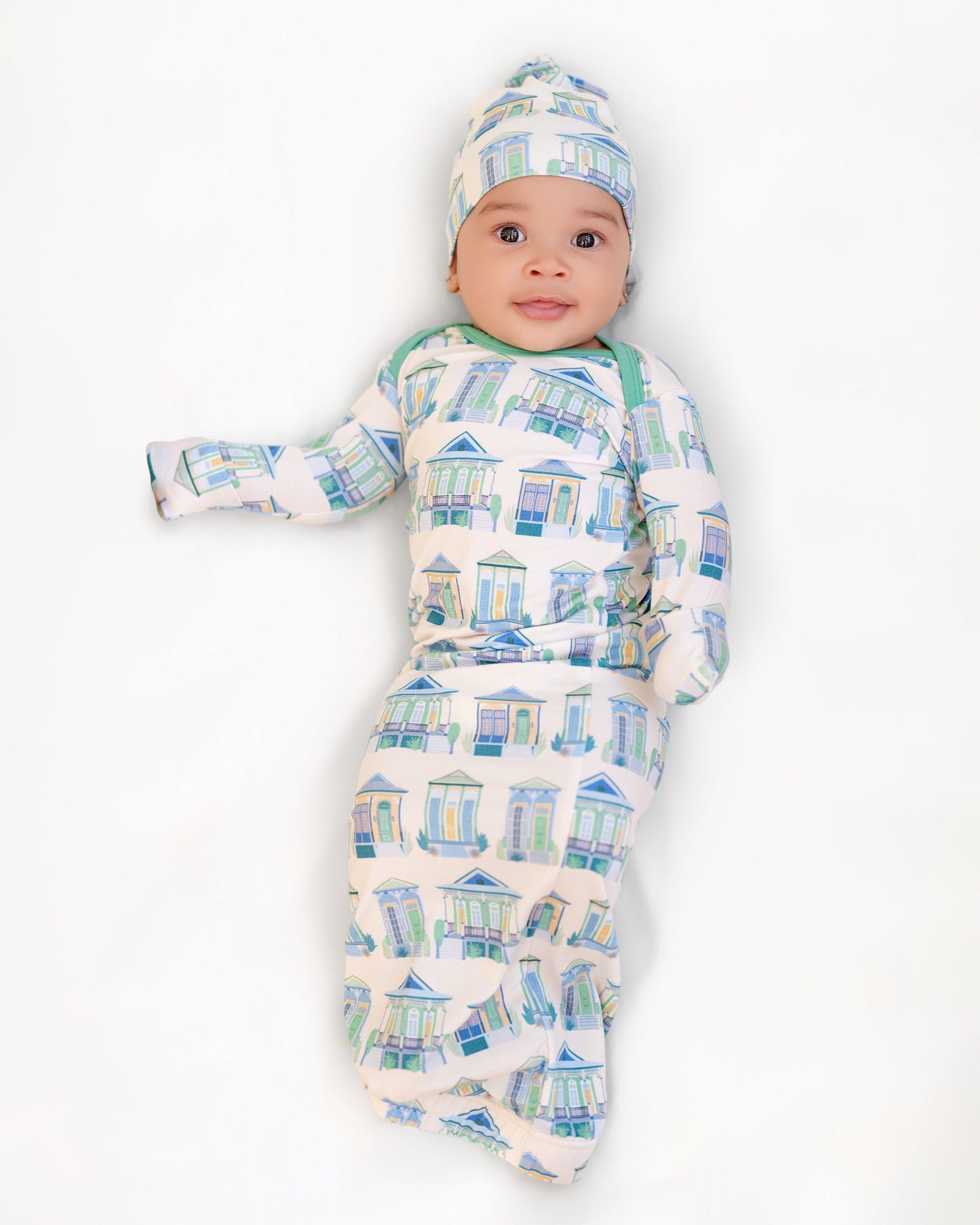 Home Sweet Nola Green Sleepy Gown & Beanie Hat