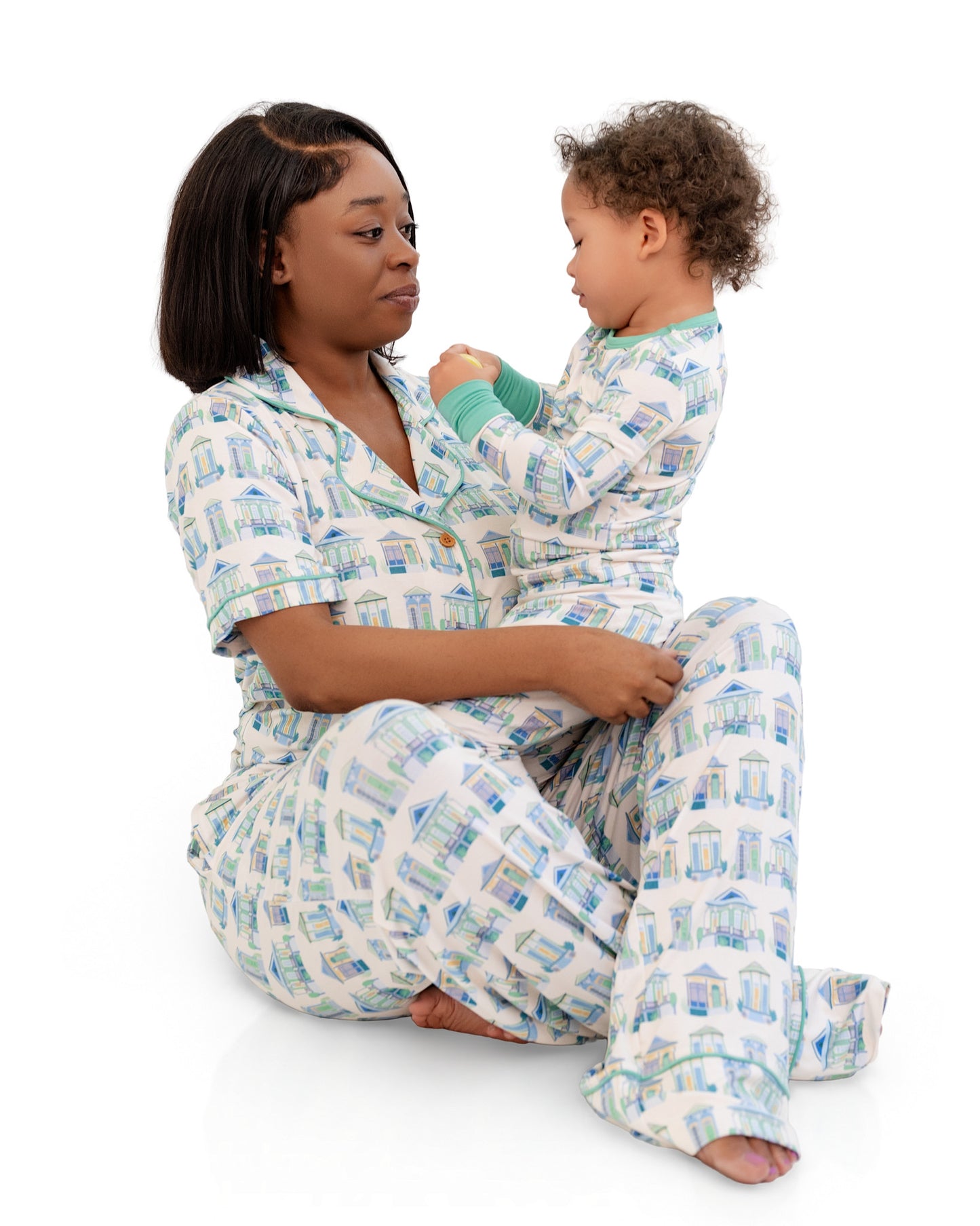 Home Sweet Nola Green Women's Short-Sleeve Shirt and Pants Set
