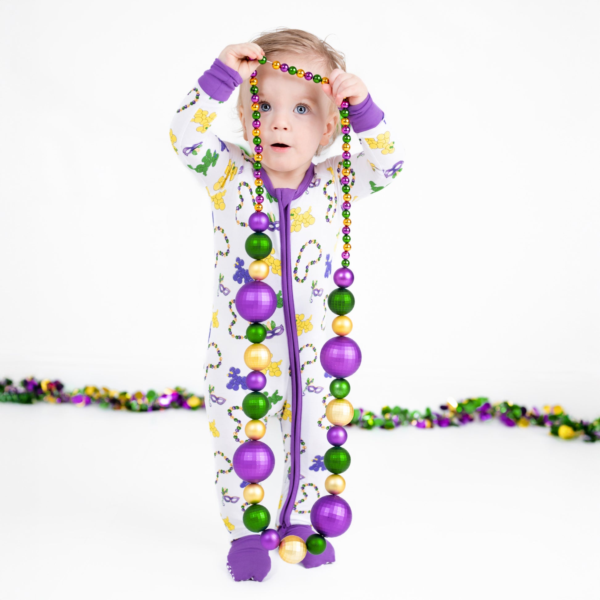 Mardi Gras Bead Dog Bamboo Zip-Up