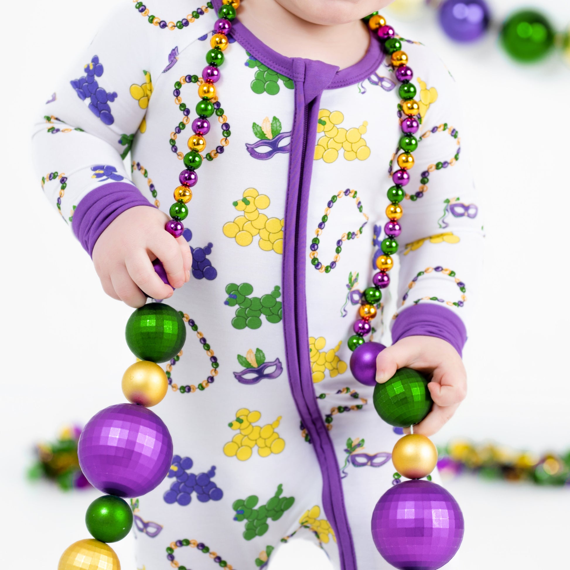 Mardi Gras Bead Dog Bamboo Zip-Up