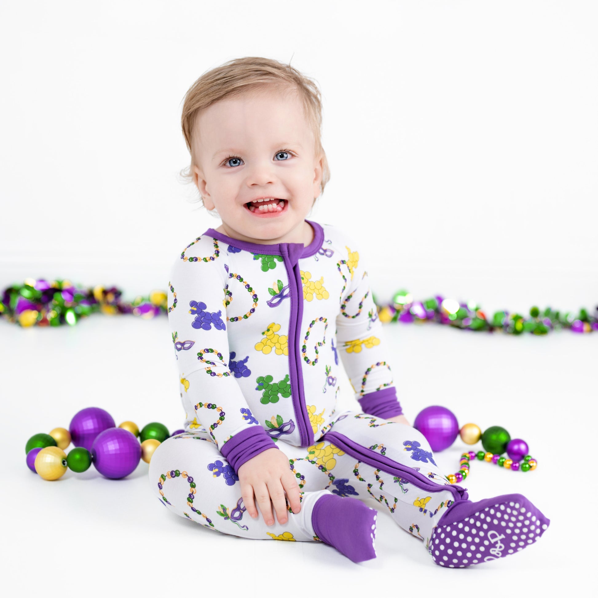 Mardi Gras Bead Dog Bamboo Zip-Up