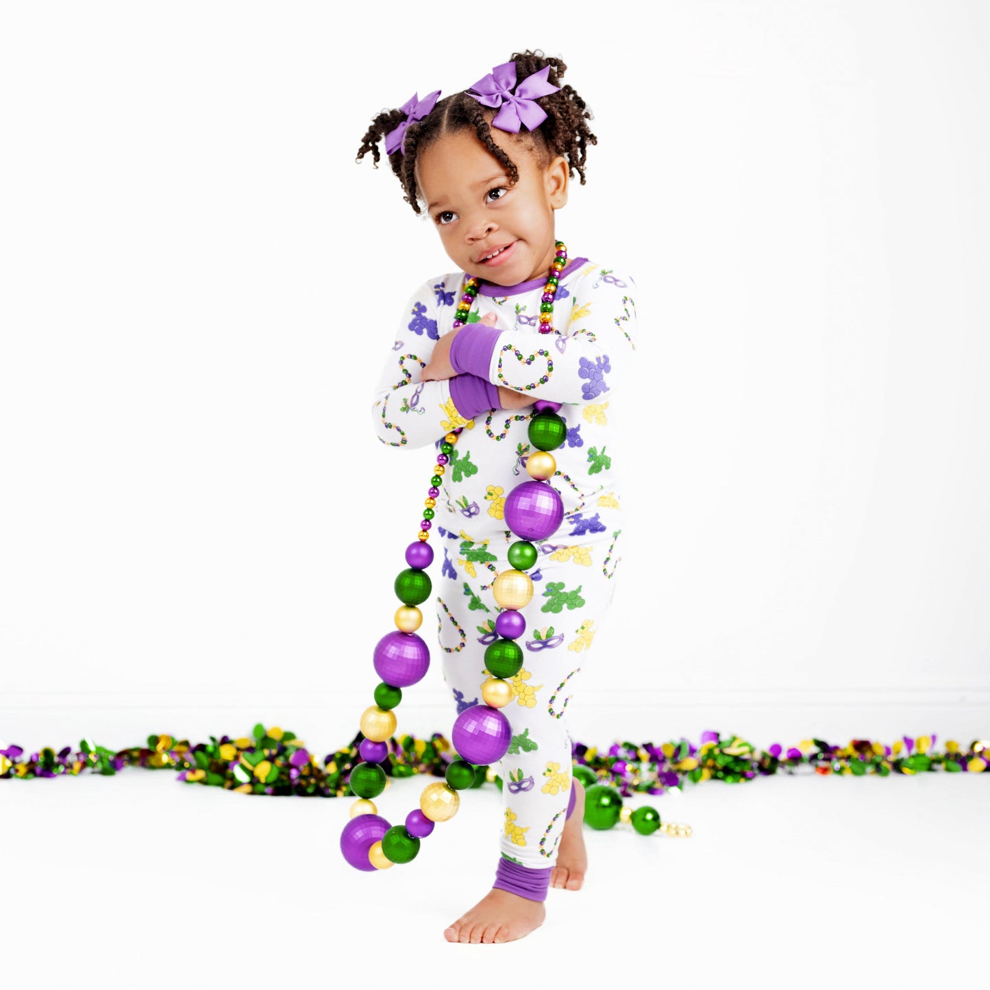 Mardi Gras Bead Dog  Bamboo Two-Piece