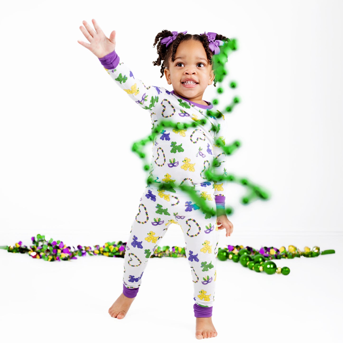 Mardi Gras Bead Dog  Bamboo Two-Piece