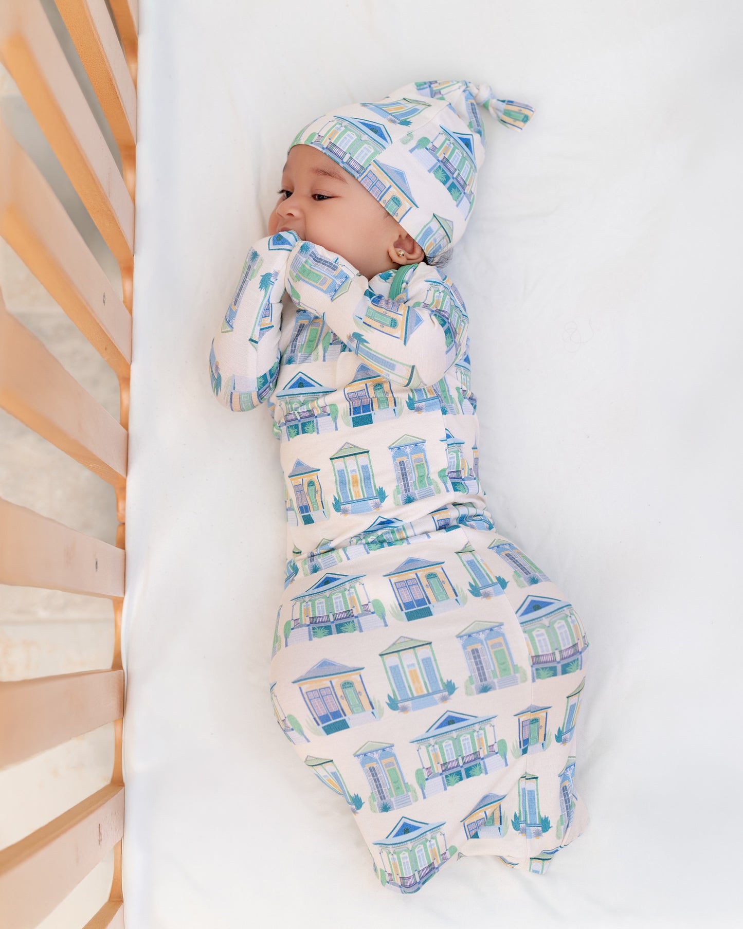 Home Sweet Nola Green Sleepy Gown & Beanie Hat