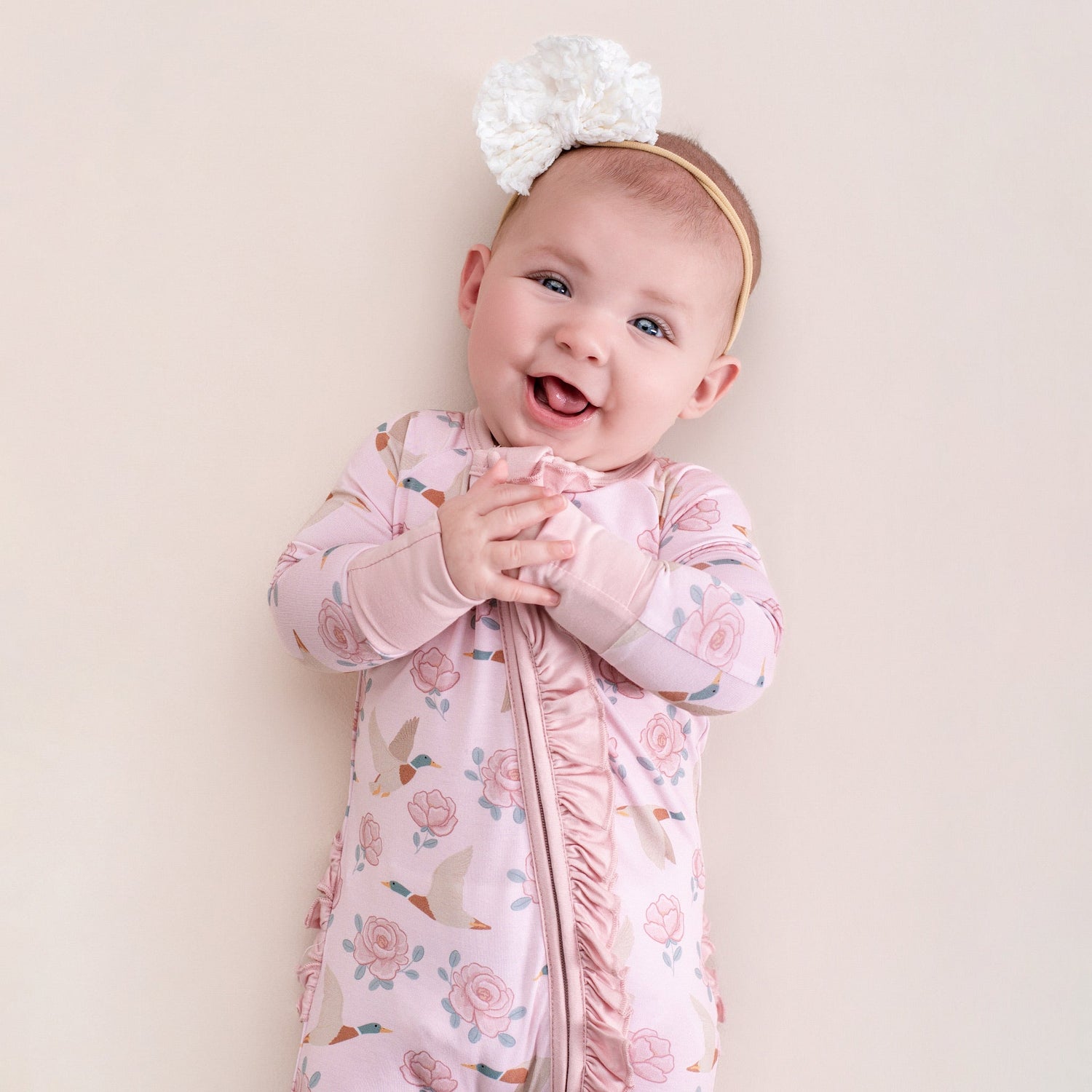 Mallards in Bloom Bamboo Zip-Up Pearls and Pelicans