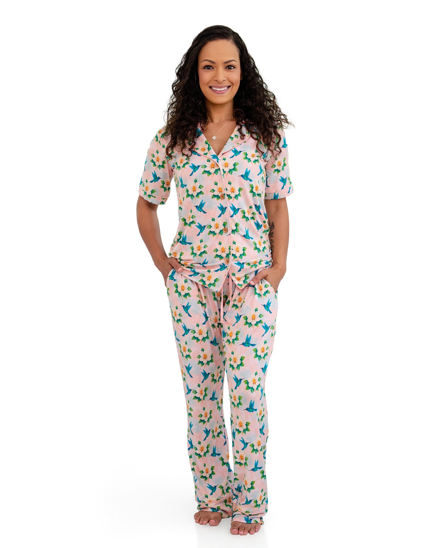 Garden District Women's Short-Sleeve Shirt and Pants Set