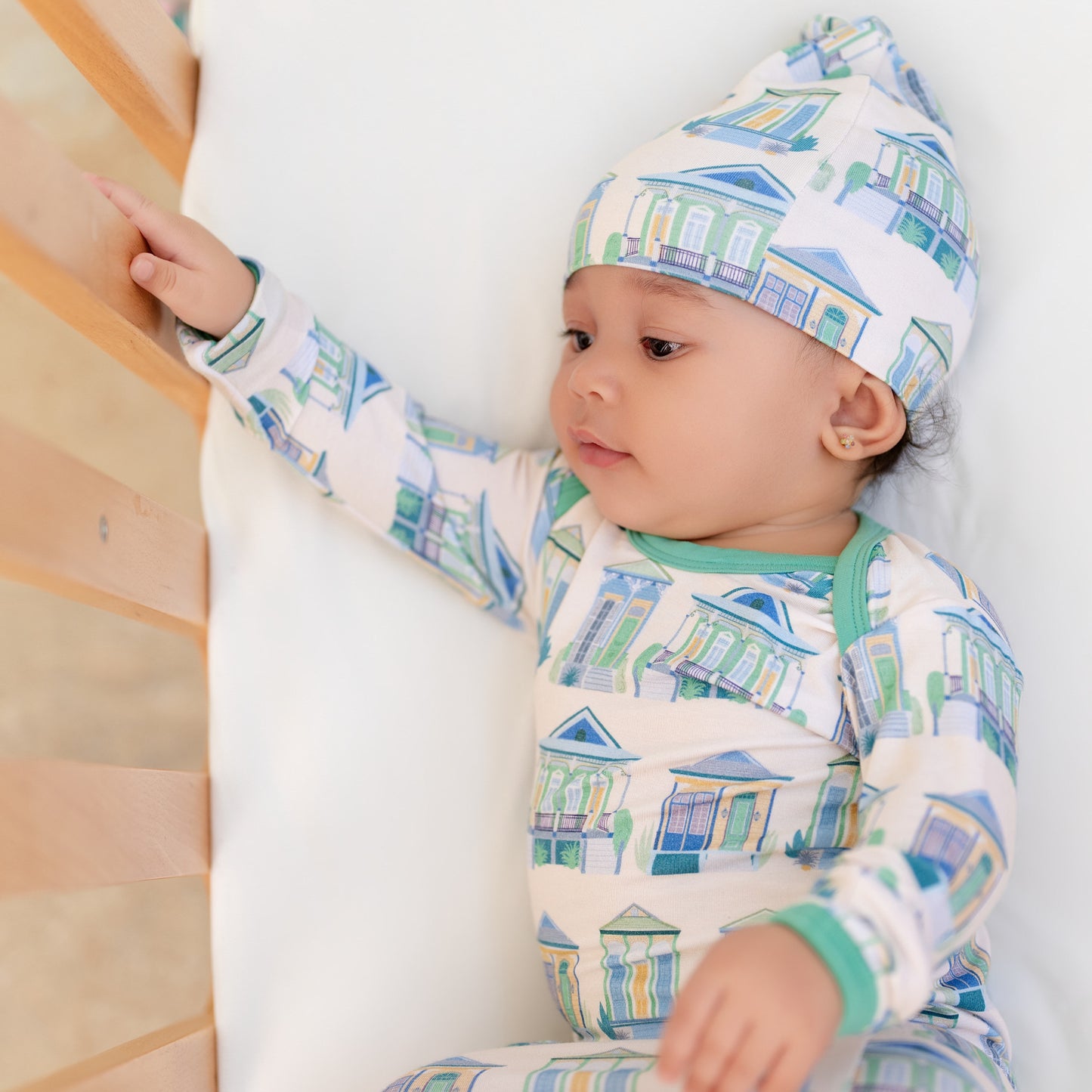 Home Sweet Nola Green Sleepy Gown & Beanie Hat